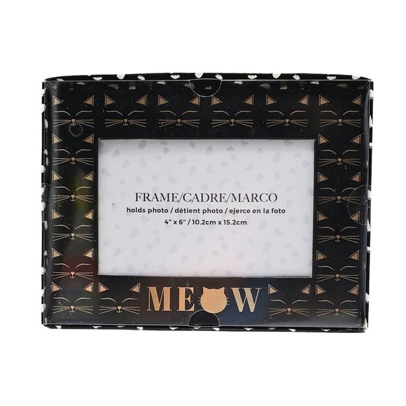 NEW MEOW Photo Frame Lady Jayne Ltd. Black Gold Cat Faces Whiskers 4 x 6 - Picture 1 of 4